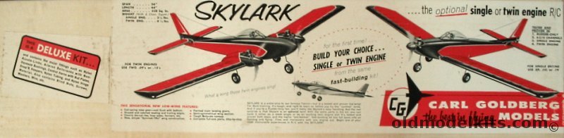 Carl Goldberg Models Skylark Single or Twin Engine 56 inch Wingspan RC Aircraft, G21 plastic model kit